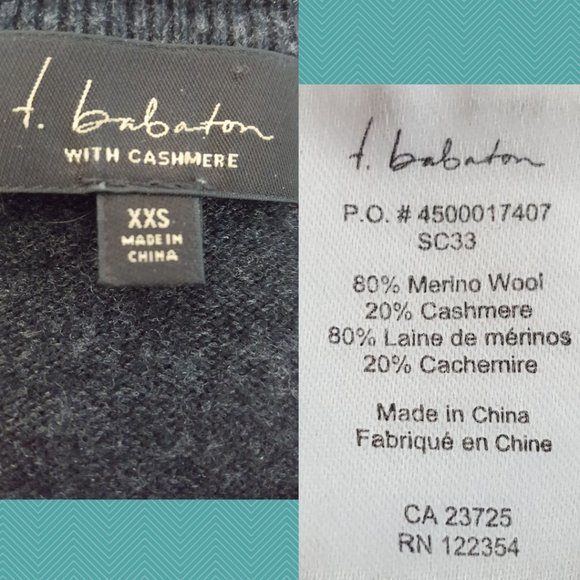 T. Babaton Block Stripe Merino Wool Cashmere Blend Crewneck Sweater - Picture 3 of 3